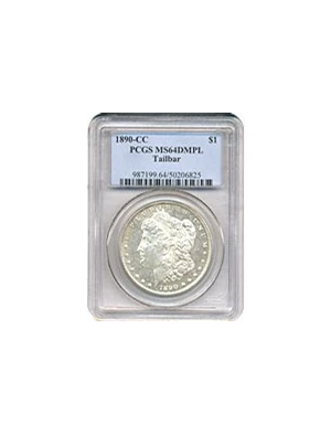 image for: 1890-CC $1 Tail Bar PCGS MS64 DMPL (VAM-4)