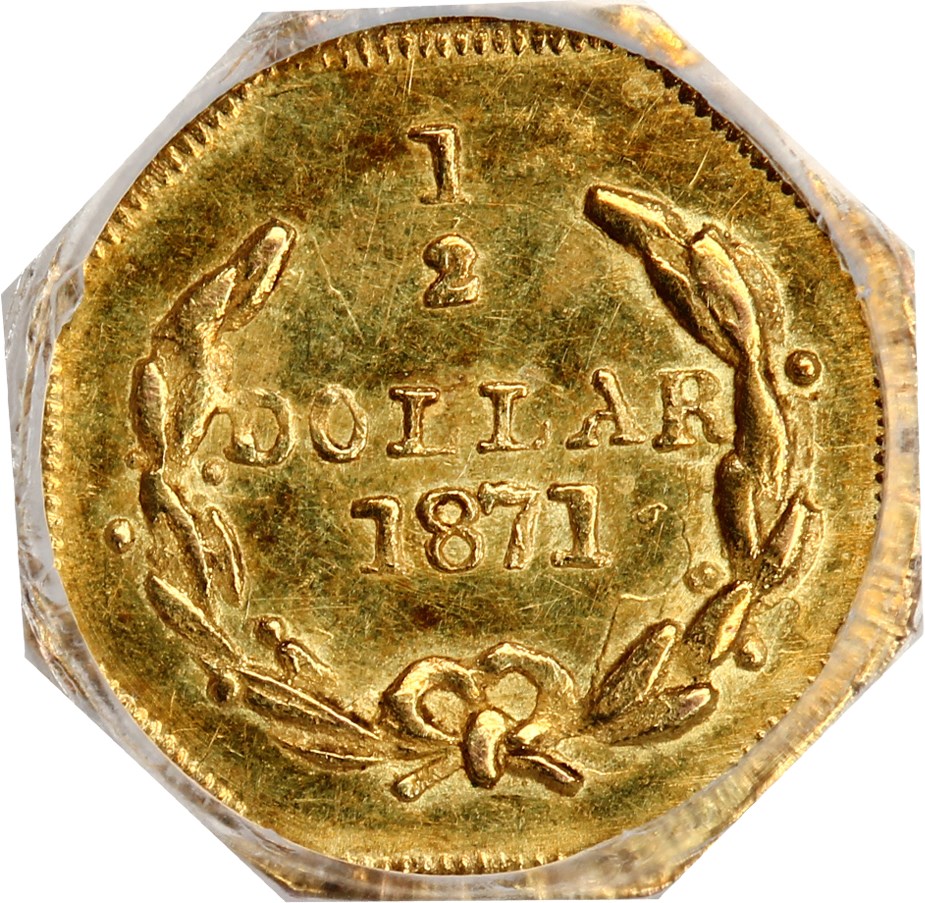 image for: 1871 Cal. Gold 50c PCGS MS62 (BG-911)