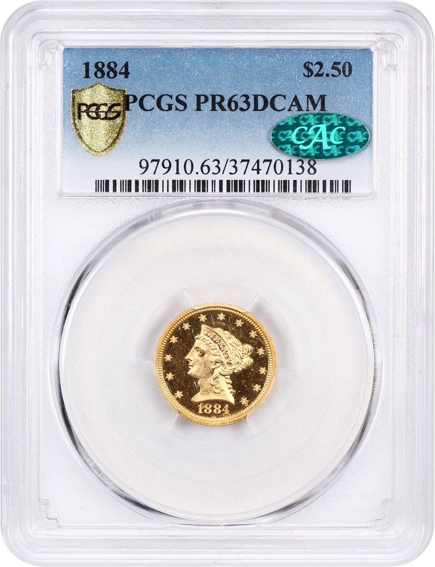 image for: 1884 2 1/2 PCGS/CAC Proof 63 DCAM