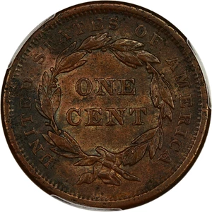 image for: 1840 1c PCGS XF Details (Large Date, Environmental Damage)