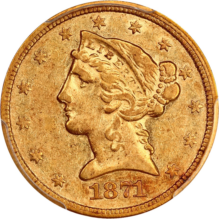 image for: 1871-CC $5 PCGS/CAC XF40