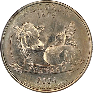 image for: 2004-D Wisconsin 25c PCGS MS64 (Extra Leaf Low)