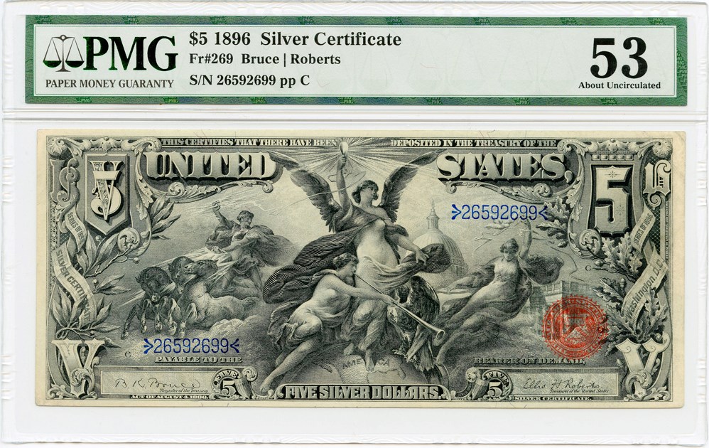 image for: FR. 269 1896 $5 Silver Certificate PMG About Unc 53