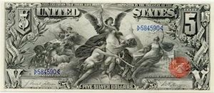image for: FR. 268 1896 $5 Silver Certificate PMG About Unc 58