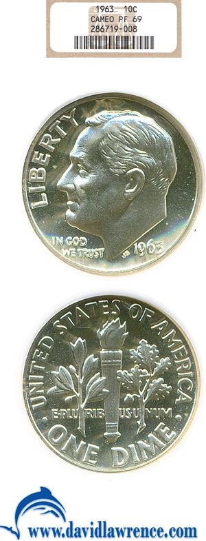 image for: 1963 10c NGC Proof 69 Cameo