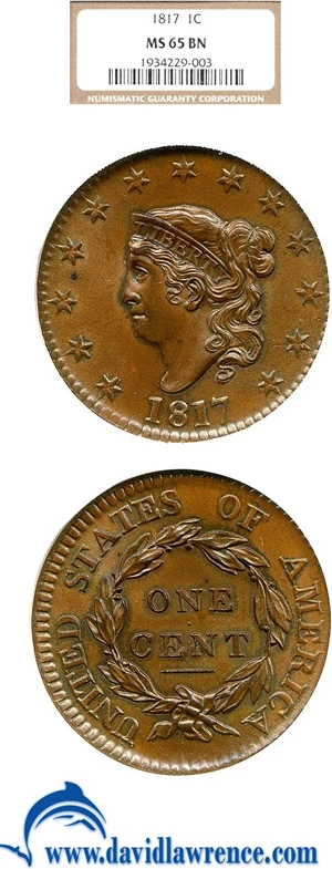 image for: 1817 1c 13 Stars NGC MS65 BN