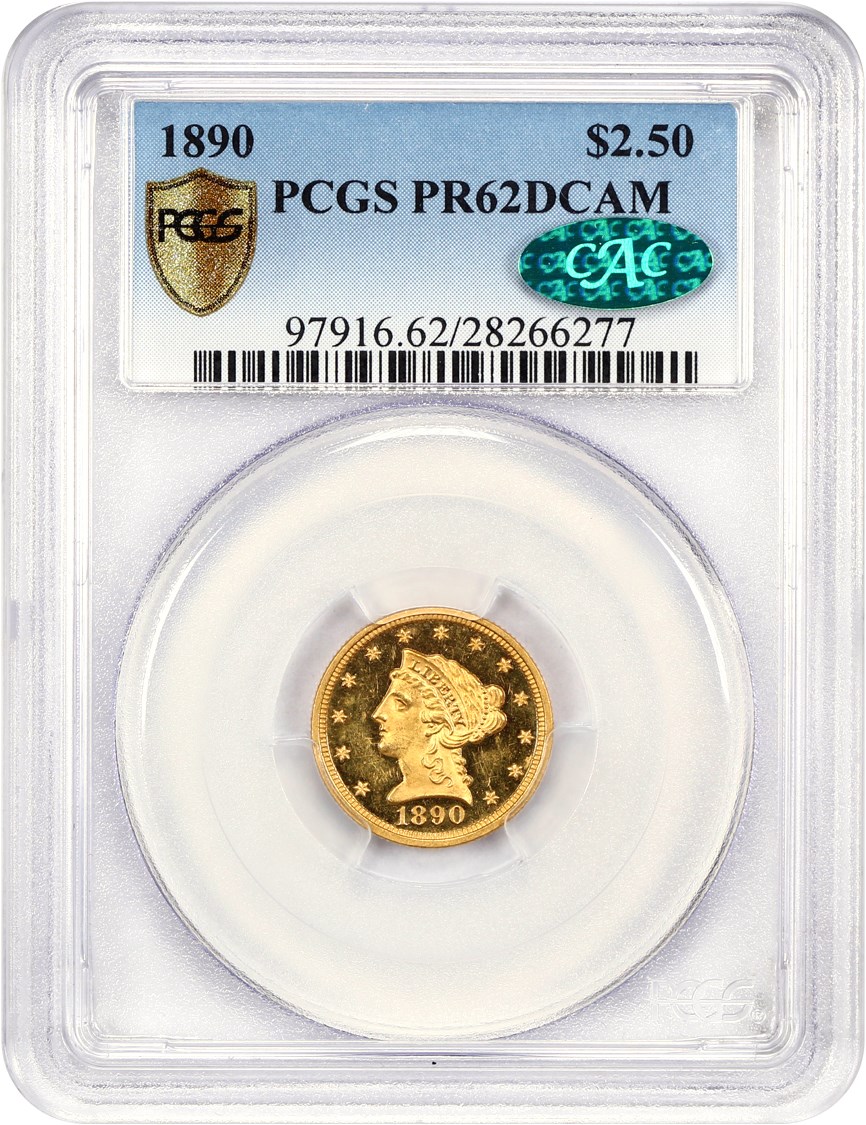 image for: 1890 2 1/2 PCGS/CAC Proof 62 DCAM