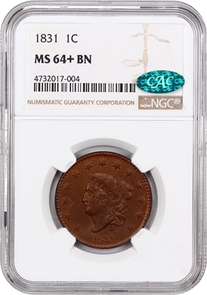 image for: 1831 1c NGC/CAC MS64+ BN (Large Letters)