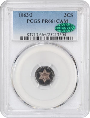 image for: 1863/2 3cS PCGS/CAC Proof 66+ CAM