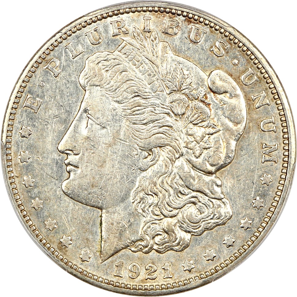 image for: 1921-D $1 PCGS AU50 (VAM-1A, TRU_T Variety)