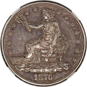 image for: 1876-CC Trade$ NGC AU53 (Doubled Die Reverse, FS-801)