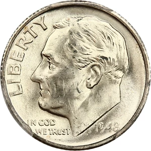 image for: 1948-S 10c PCGS MS66 FB