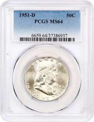 image for: 1951-D 50c PCGS MS64