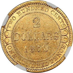 image for: Newfoundland: 1870 2 Dot $2 NGC AU58