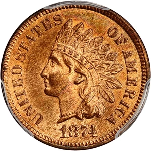 image for: 1874 1c PCGS/CAC MS64 RD