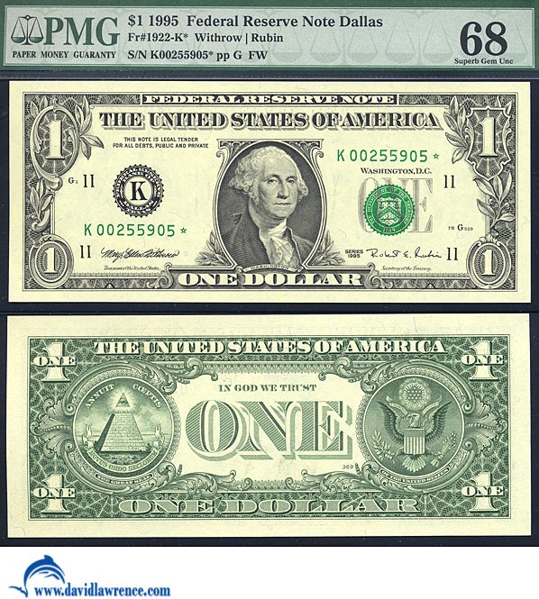 1995 $1 Sheetfed press. Fort Worth, TX (Fr. 1922K)