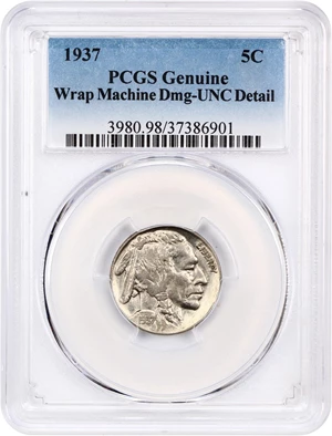 image for: 1937 5c PCGS UNC Details (Wrap Machine)