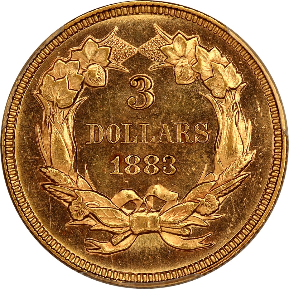 image for: 1883 $3 PCGS/CAC MS62