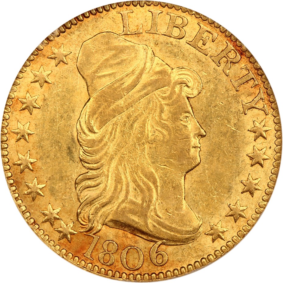 image for: 1806 $5 NGC/CAC AU58 (Pointed 6, 8x5 Stars)