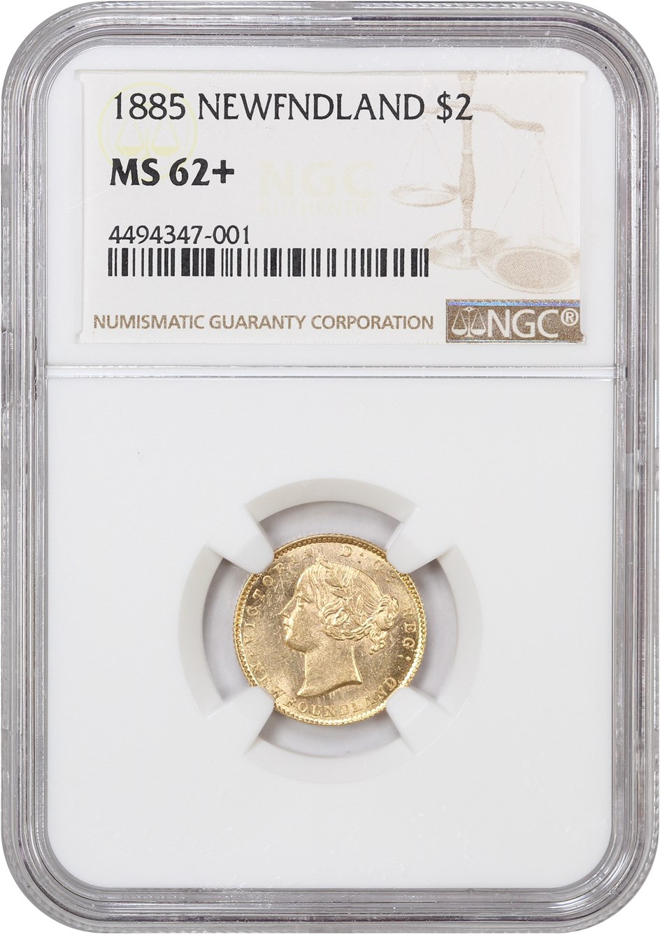 image for: Newfoundland: 1885 $2 NGC MS62