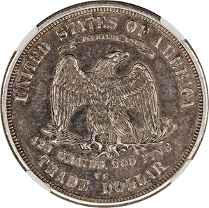 image for: 1876-CC Trade$ NGC AU53 (Doubled Die Reverse, FS-801)
