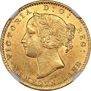 image for: Newfoundland: 1870 2 Dot $2 NGC AU58