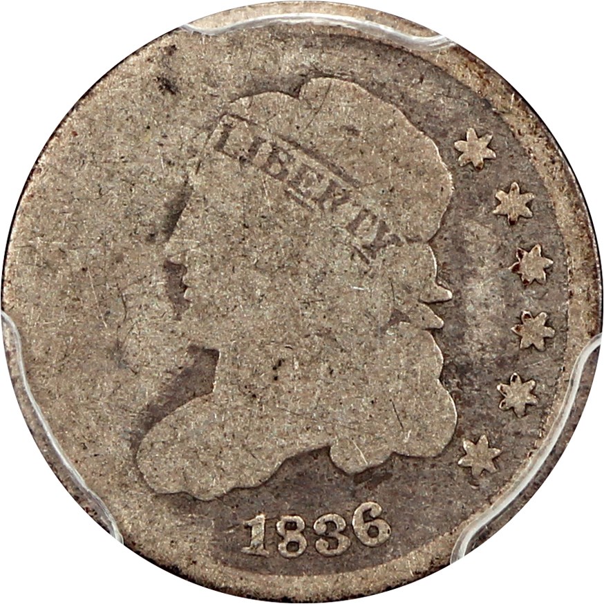 image for: 1836 H10c PCGS AG-03 (3/Inverted 3, FS-301, LM-3)