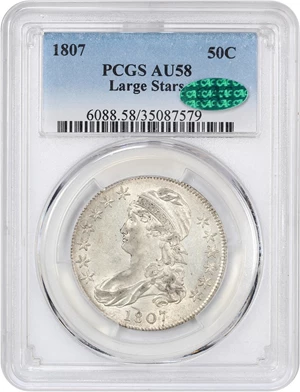 image for: 1807 50c PCGS/CAC AU58 (Capped Bust, Large Stars)