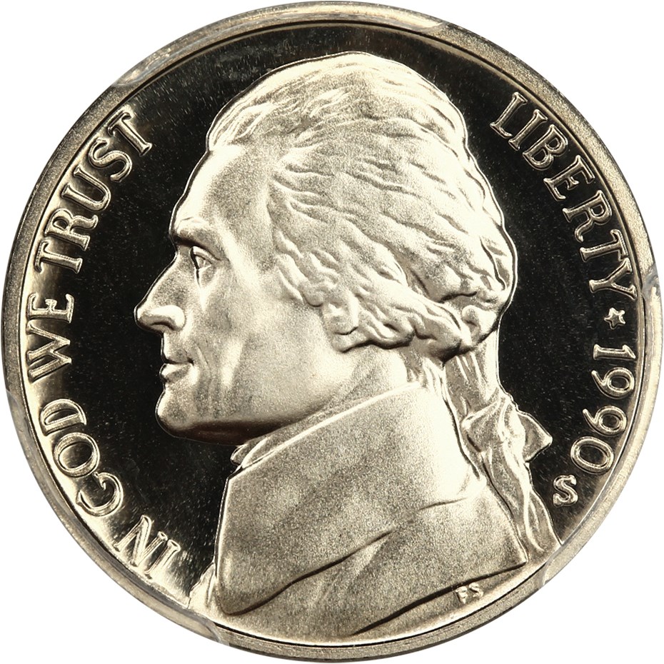 image for: 1990-S 5c PCGS Proof 68 DCAM (Double Die Obverse, FS-101)