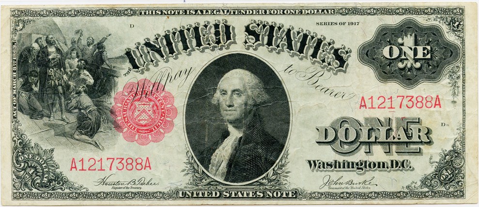 image for: FR. 36 1917 $1 Legal Tender PMG Very Fine 30 (Small Edge & Internal Tears)
