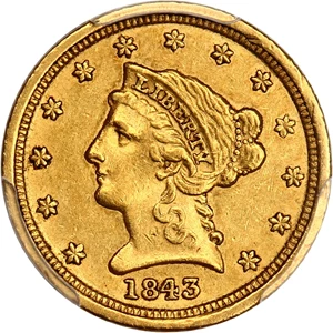 image for: 1843-D $2 1/2 PCGS/CAC AU53 (Small D)