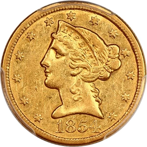 image for: 1854-O $5 PCGS AU50