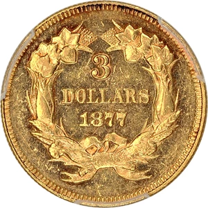 image for: 1877 $3 PCGS AU58
