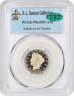 image for: 1898 5c PCGS/CAC Proof 65 DCAM ex: D.L. Hansen