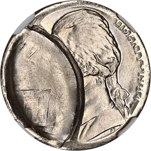 image for: Mint Error: 1984-P 5c NGC MS63 (Partial Collar with Obverse Brockage)