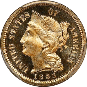 image for: 1883 3cN PCGS/CAC Proof 66 CAM ex: D.L. Hansen