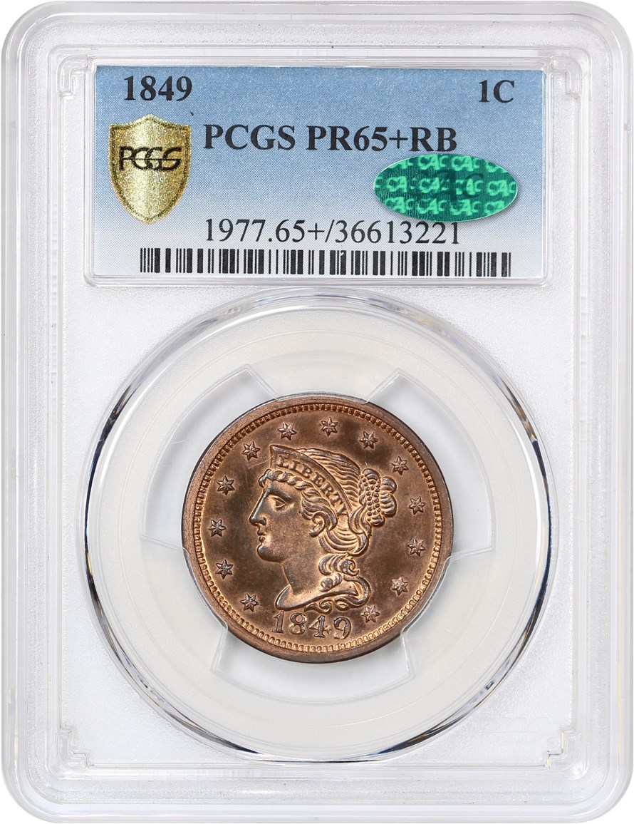 image for: 1849 1c PCGS/CAC Proof 65+ RB