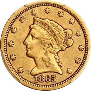 image for: 1865-S $2 1/2 PCGS VF20