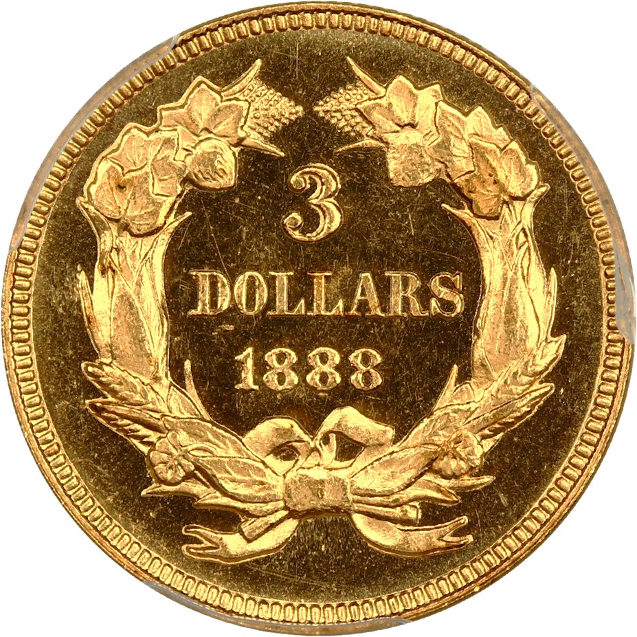 image for: 1888 $3 PCGS Proof 64 CAM ex: D.L. Hansen