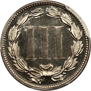 image for: 1876 3cN PCGS/CAC Proof 66 DCAM ex: D.L. Hansen