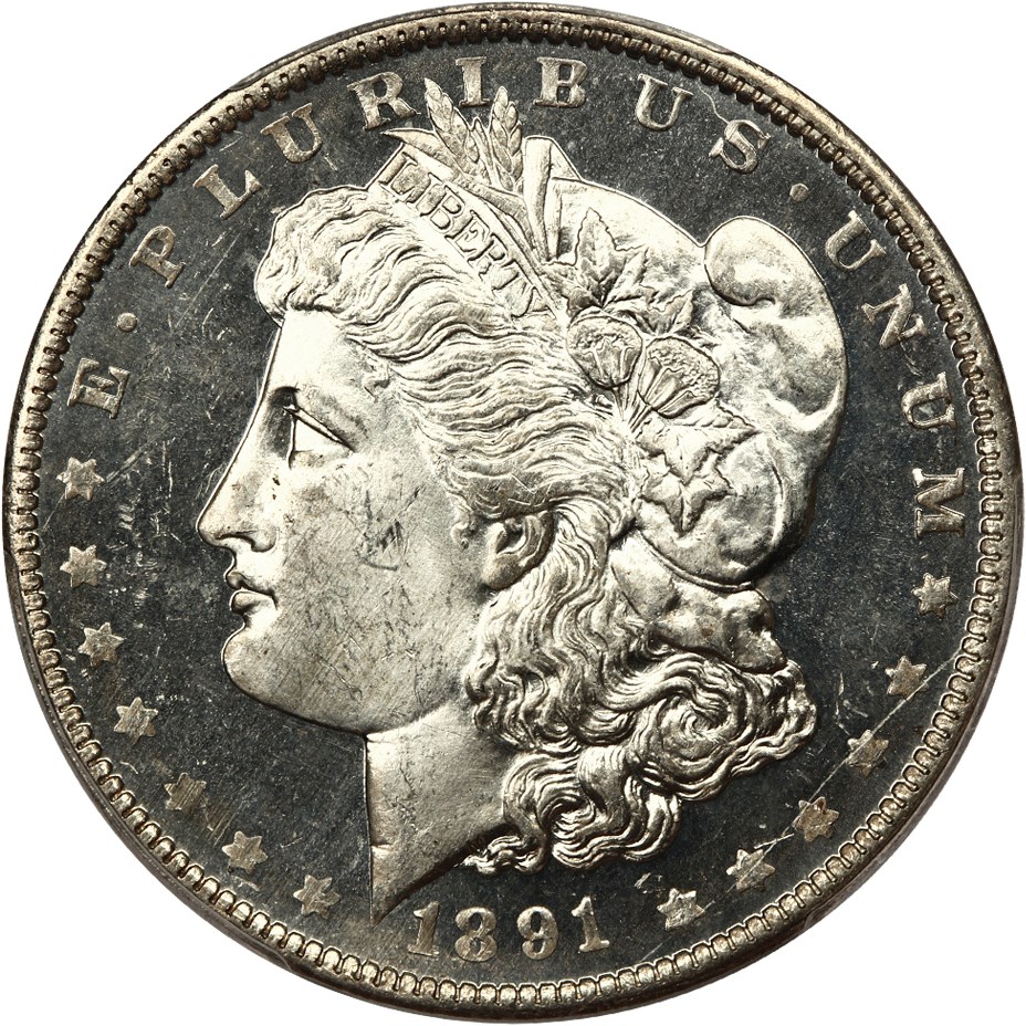 image for: 1891-O $1 PCGS/CAC MS64+ DMPL ex: D.L. Hansen