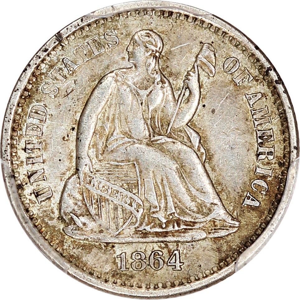 image for: 1864-S H10c PCGS/CAC AU55 ex: D.L. Hansen