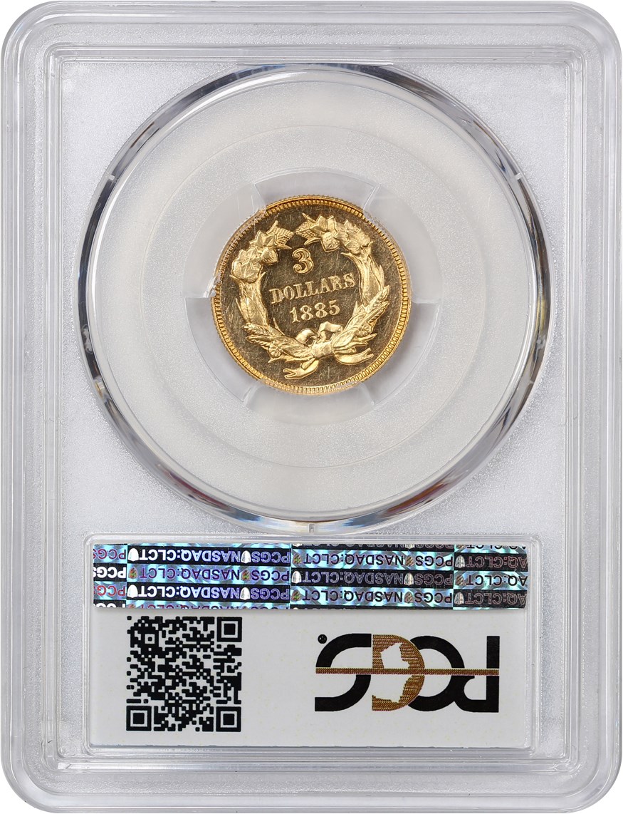 image for: 1885 $3 PCGS Proof 64 CAM ex: D.L. Hansen