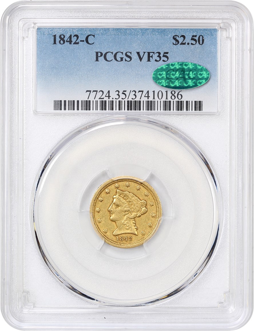 image for: 1842-C $2 1/2 PCGS/CAC VF35