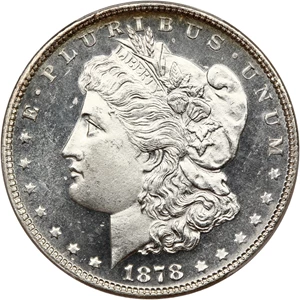 image for: 1878 7TF $1 PCGS/CAC MS65+ DMPL (Reverse of 1878) ex: D.L. Hansen