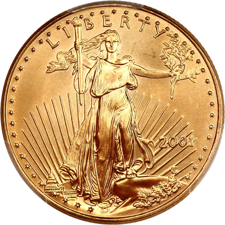 image for: 2001 Gold Eagle $25 PCGS MS68