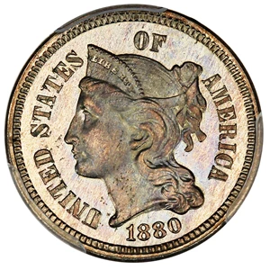 image for: 1880 3cN PCGS Proof 66 CAM ex: D.L. Hansen