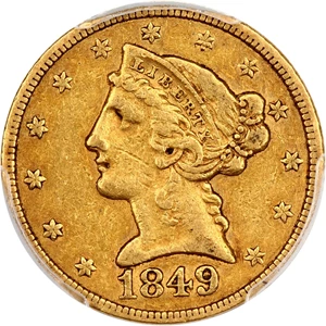 image for: 1849-C $5 PCGS/CAC XF40