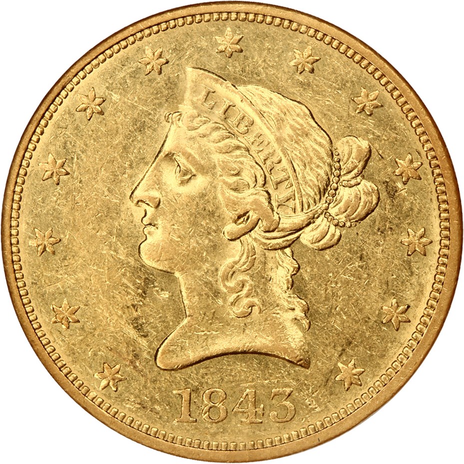 image for: S.S. Republic: 1843 $10 NGC/CAC AU58 