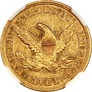 image for: 1846 $5 NGC AU58 (Small Date)